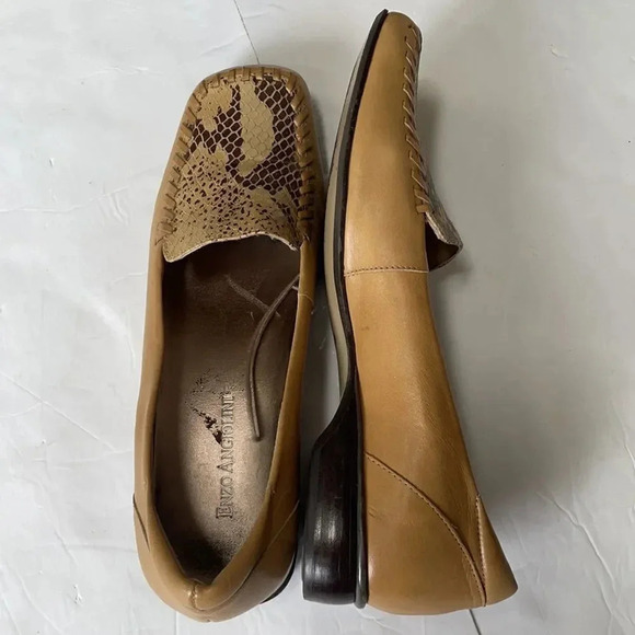 Enzo Angiolini tan & brown square toe flats Leather upper Women’s size 6.5 - Picture 6 of 11